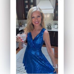 NWT Blue Sequin Dress-S